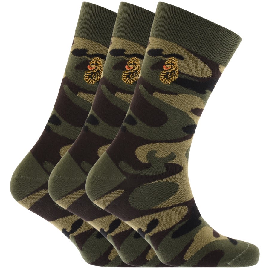 Alternative Image for ProductLuke 1977 Three Pack Spurs Crew Socks Green1